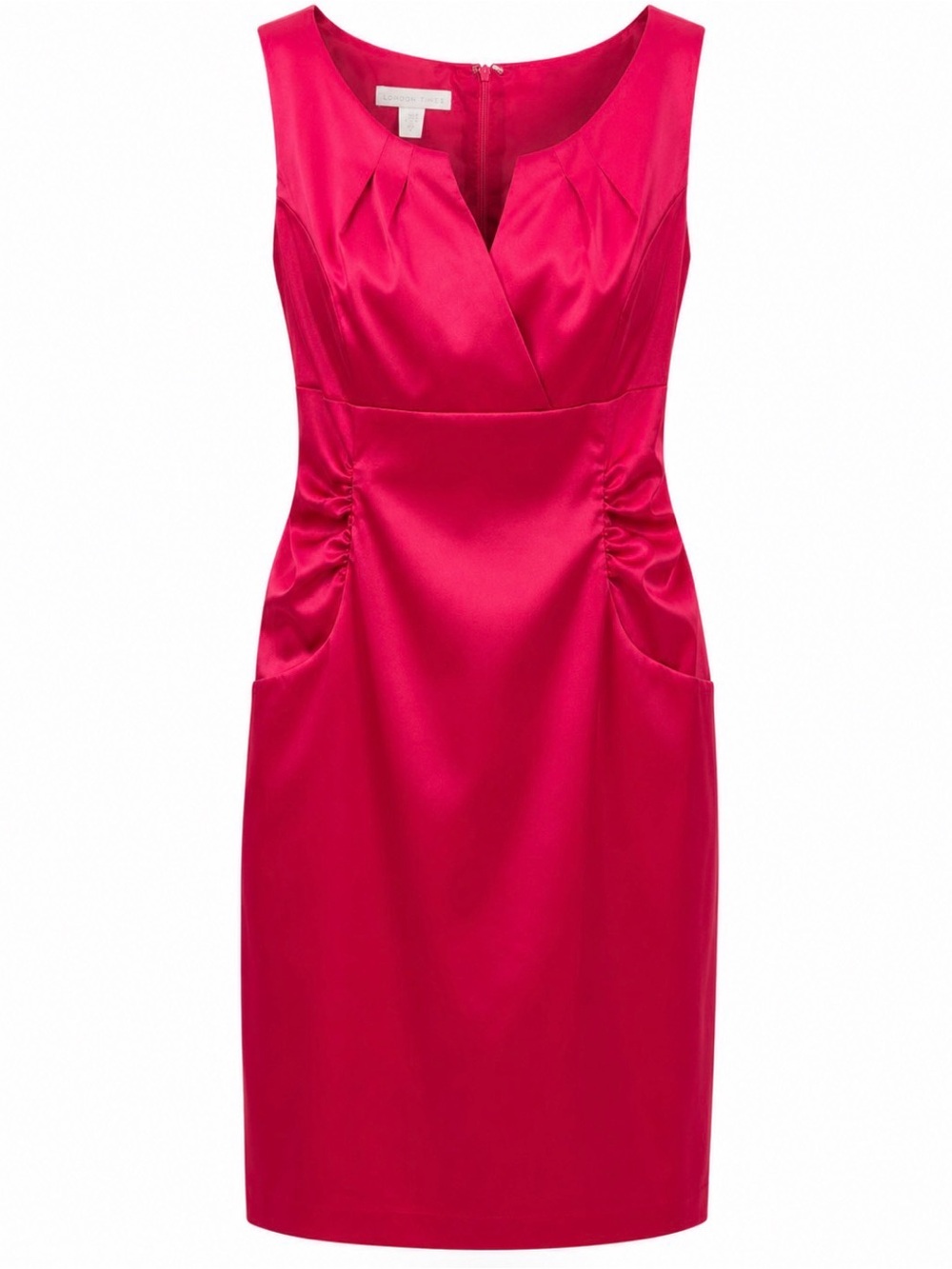 London Times Fuchsia Pink Satin Sheath Dress Size 14